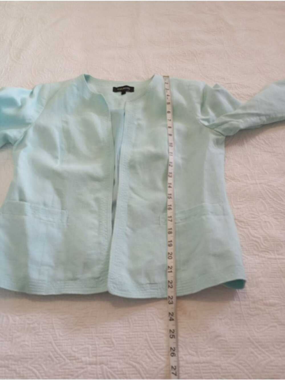 Talbots Womens Light Mint Green Open-Front 100% Linen Blazer Size 6 Classic Fit - Picture 9 of 10